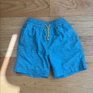Crewcuts Youth Size M Blue Wave Pattern Swim Trunk